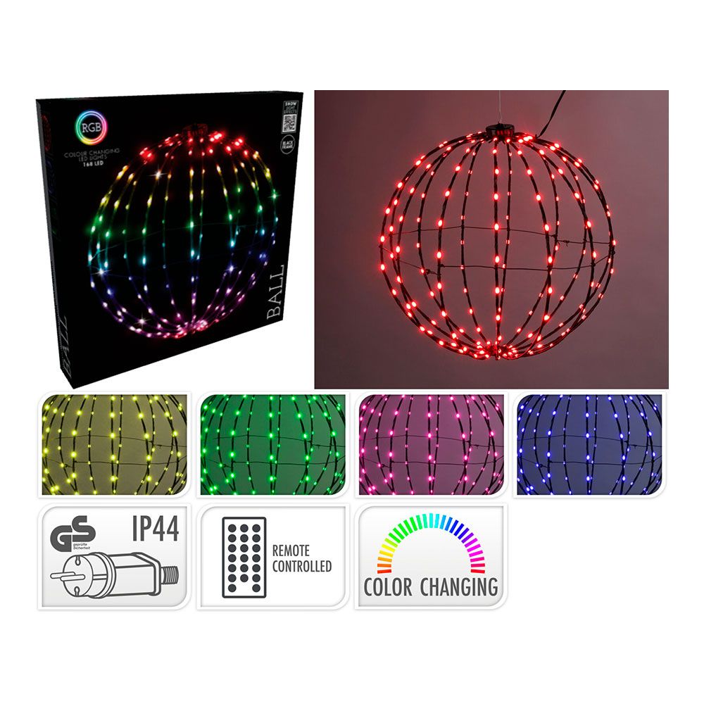 Bola de metal dobrável, com 168 LEDs RGB, ø40 cm