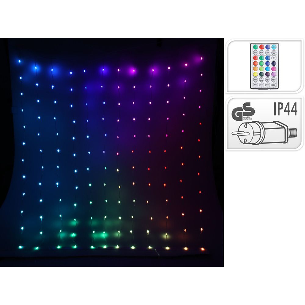 Cortina LED RGB multifuncional, 400 LEDs, com controle remoto e aplicativo para smartphone, outdoor, 2 x 2 m