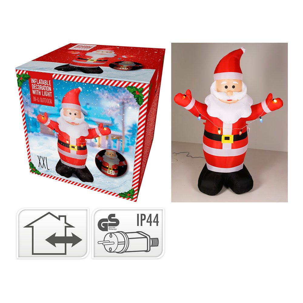 Papai Noel inflável com LED, IP44, 120 x 70 x 190 cm