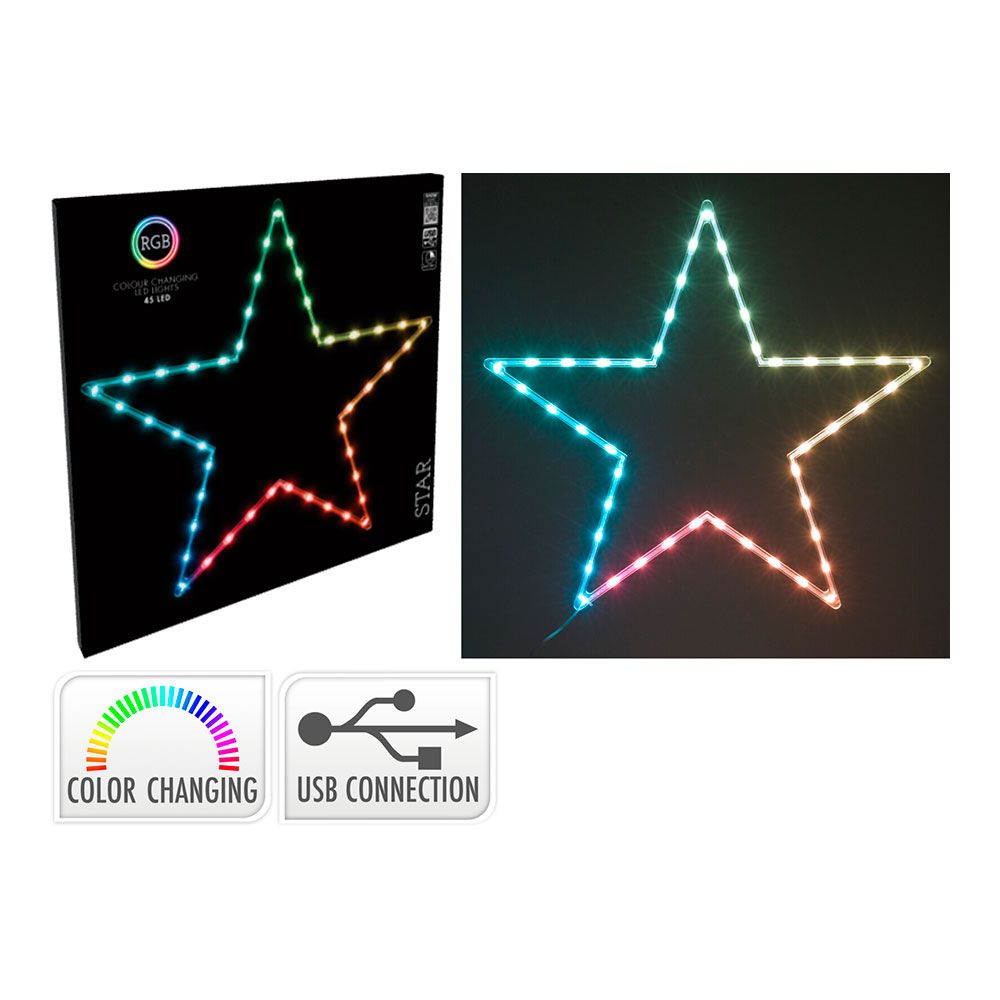Estrela RGB 45 LED, multifuncional, interior, 60 x 0,6 x 57 cm