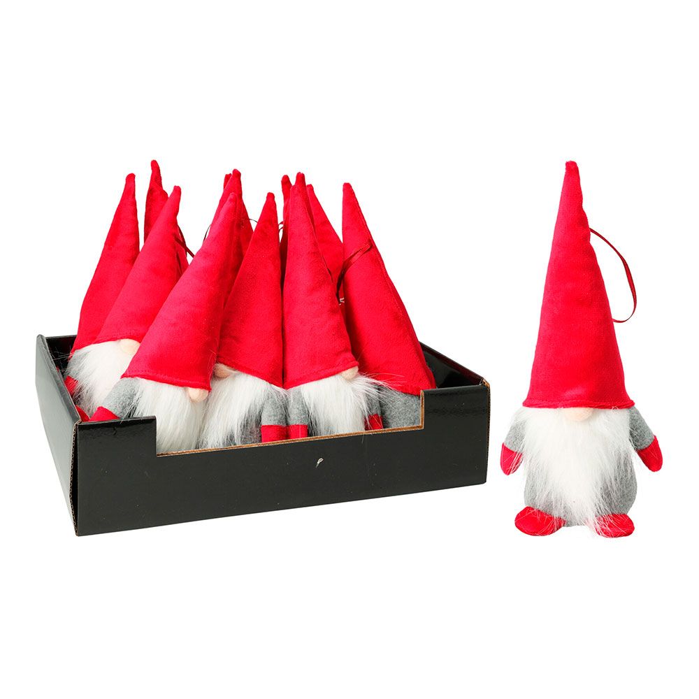 Gnomo cinza com chapéu vermelho 8 x 22 cm