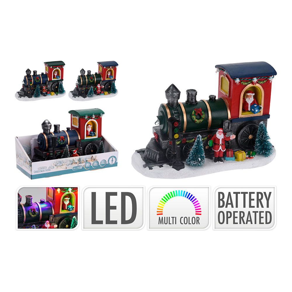 Locomotiva com Papai Noel com LED, modelo variado