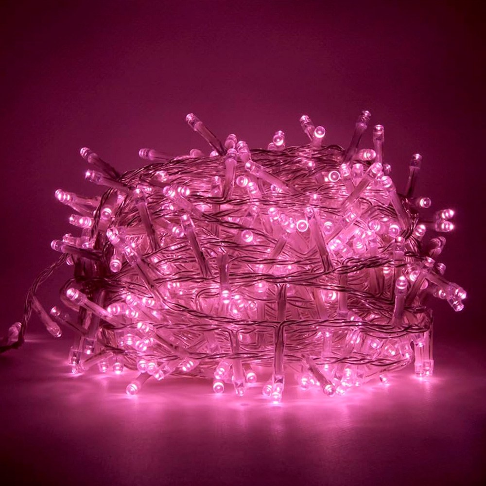 Guirlanda multifuncional com 500 leds rosa, IP44