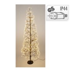 Árvore de natal com 1600 luzes LED brancas quentes e 1,5 m de altura.