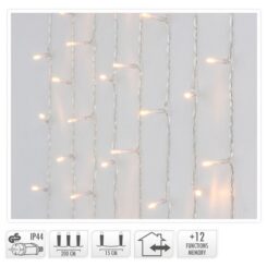 Cortina de LED externa com 480 leds, LUZ branca quente, 225 x 300 cm