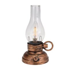 Lanterna LED de metal e vidro com bateria, 20 cm
