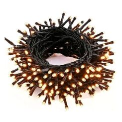 Cordão de luzes LED branco quente 2400 com cabo preto