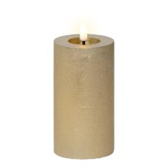 Vela de cera LED dourada, Ø7 x 15 cm