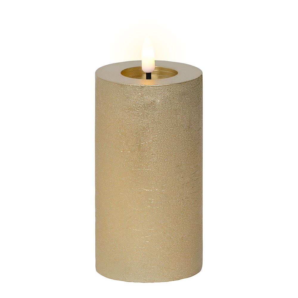 Vela de cera LED dourada, Ø7 x 15 cm