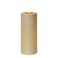 Vela de cera LED dourada, Ø7 x 19 cm