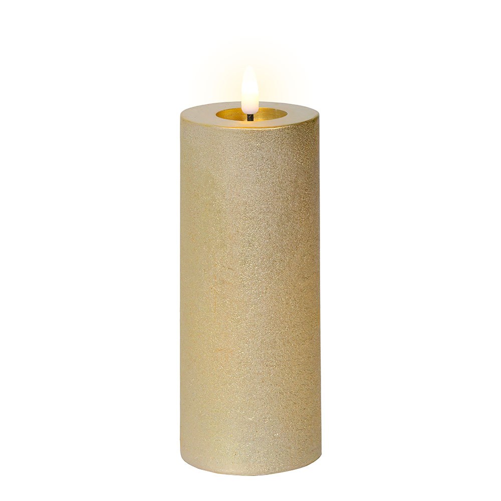 Vela de cera LED dourada, Ø7 x 19 cm