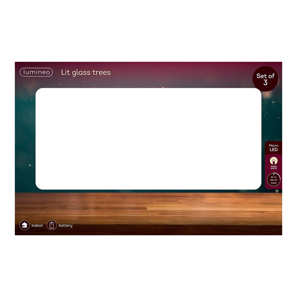 Árvore de vidro com micro LED, LUZ fixa quente, para USO interno, modelos variados, 3 unidades - Image 2