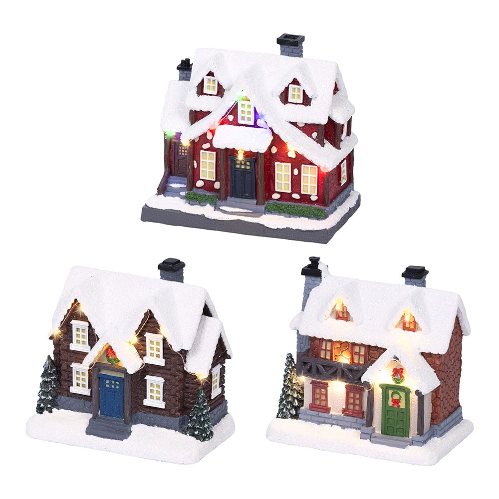 Casa de Natal LED com luz fixa, modelos variados