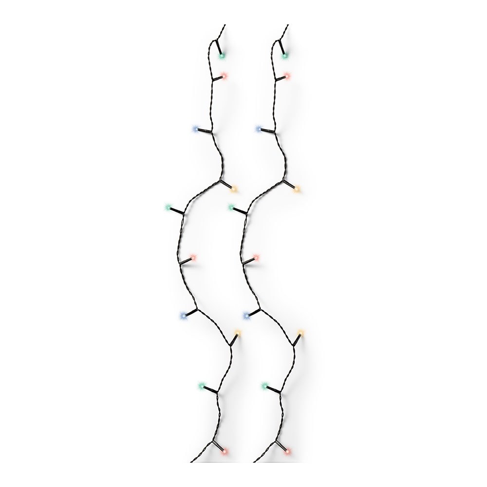 Cordão de luzes LED multifuncionais para exterior, 8 funções, 80 leds, multicolorido, cabo preto, 6 m