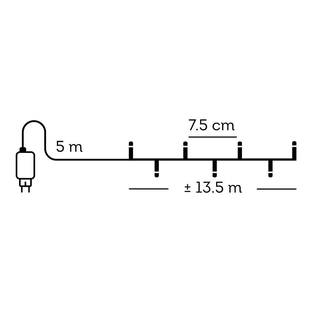Cordão de luzes LED multifuncionais para exterior, 8 funções, 180 leds, multicolorido, cabo preto, 13,5 m - Image 3