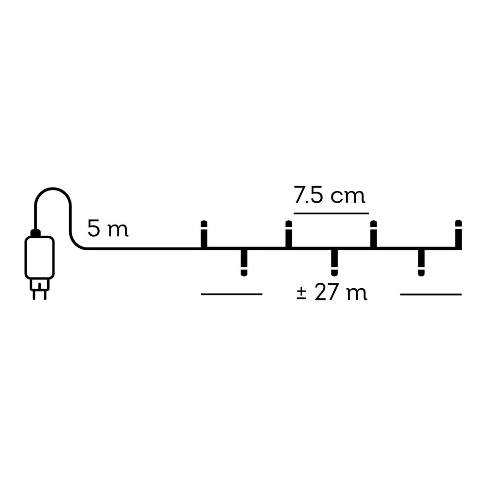 Cordão de luzes LED multifuncionais para exterior, 8 funções, 360 leds, branco frio, cabo preto, 27 m - Image 3