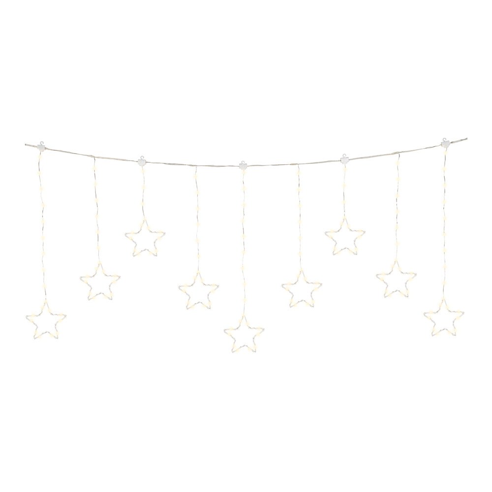 Cortina de luzes LED para exterior com estrelas, fixa, branco quente, cabo transparente, 1,2 m - Image 2