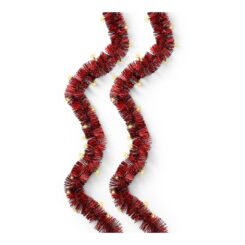 Cordão de luzes LED intermitentes para exterior, 8 funções, 180 leds, dourado suave, enfeite vermelho, cabo verde, 9 m
