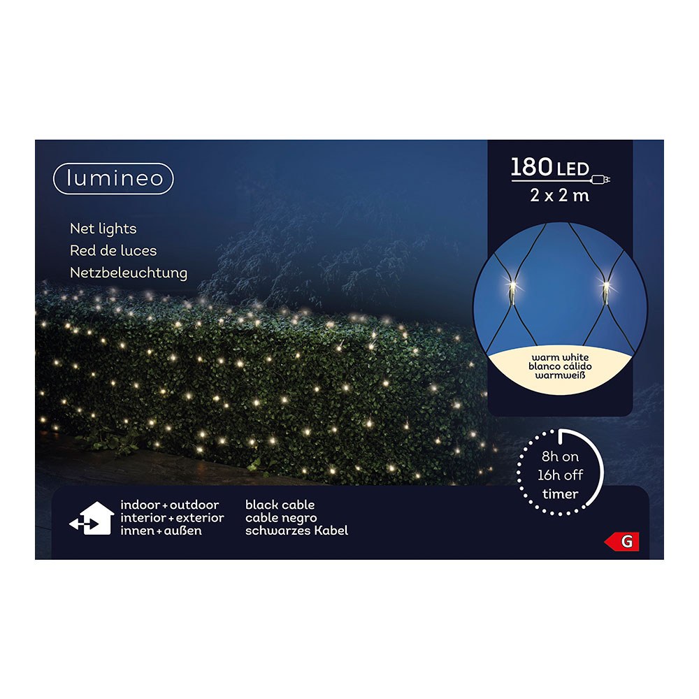 Rede de iluminação LED fixa para exterior, branco quente, cabo preto, 2 x 2 m - Image 2