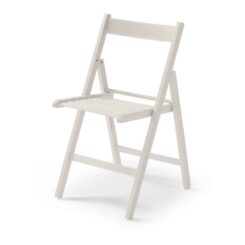 Cadeira dobrável de madeira branca crua 79x42,5x47,5cm