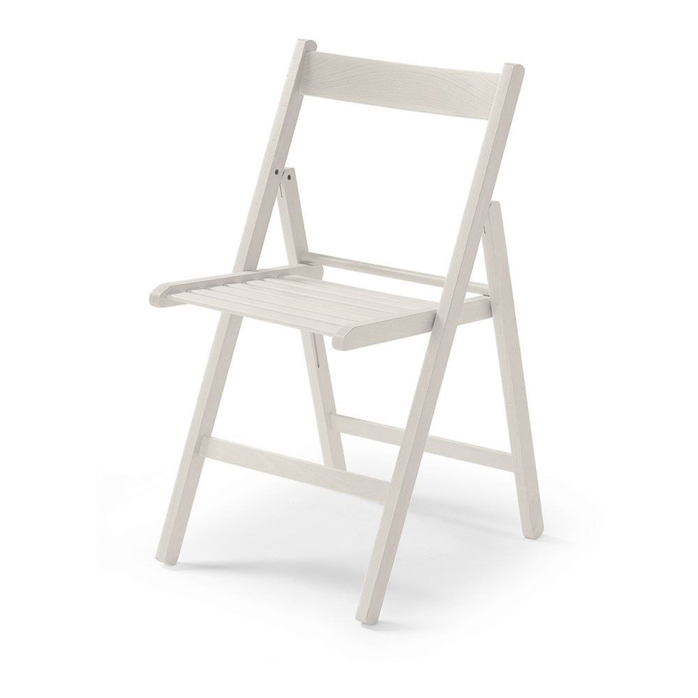 Cadeira dobrável de madeira branca crua 79x42,5x47,5cm