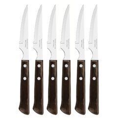 Facas assado 6 peças FSC polywood castanho 10,16 cm