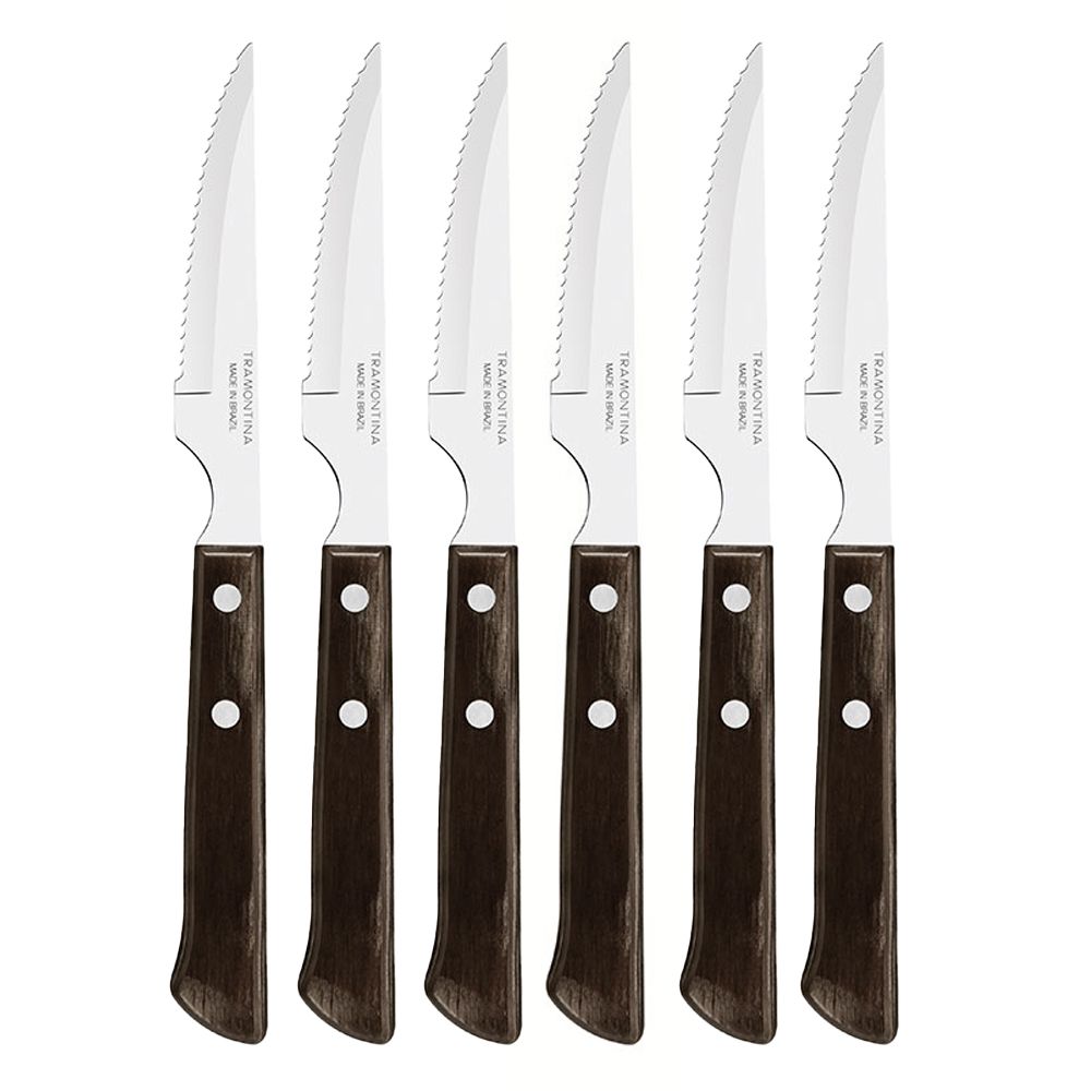 Facas assado 6 peças FSC polywood castanho 10,16 cm