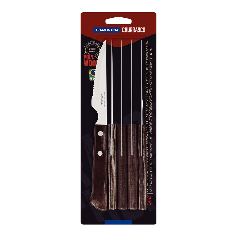 Facas assado 6 peças FSC polywood castanho 10,16 cm - Image 2