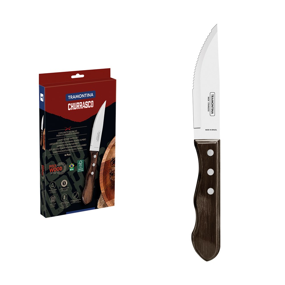 Facas de churrasco jumbo polywood castanho 12,2 cm, 4 un - Image 2