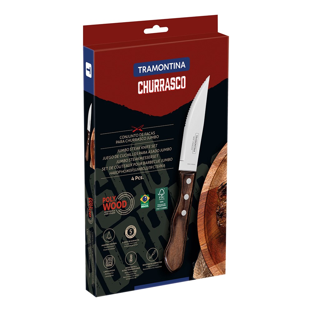 Facas de churrasco jumbo polywood castanho 12,2 cm, 4 un - Image 3