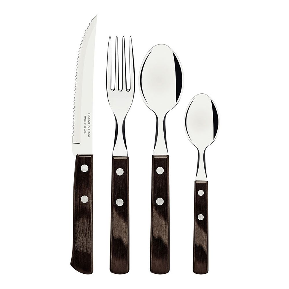 Faqueiro 24 peças polywood castanho