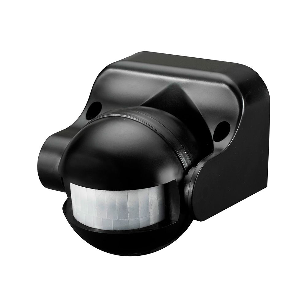 Sensor de movimento com regulador noite/dia ajustável 180° IP44 preto