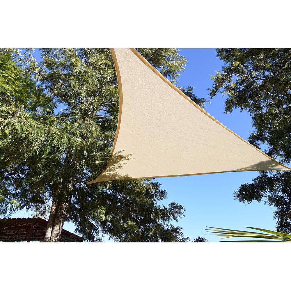 Toldo de vela triangular em bege 3,6 x 3,6 x 3,6 m - Image 3
