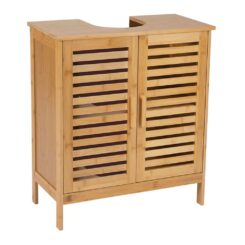 Armário de lavatório WC de bambu 60 x 30 x 62 cm