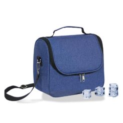 Bolsa térmica 9 l design de ganga azul com debrum e pega preto, 26 x 15 x 25 cm