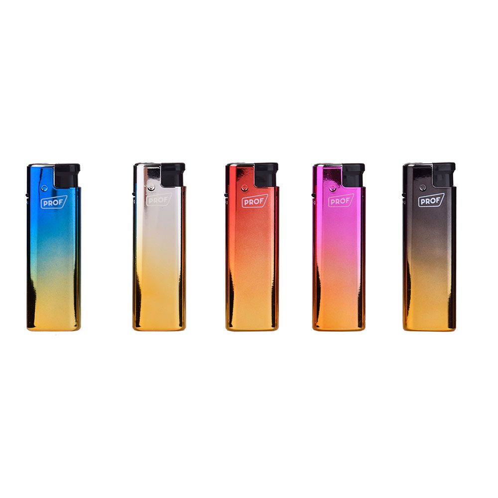Isqueiro eletrónico com corpo de metal anodizado, cores sortidas euro/u