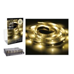 Tira de LED 1m 30 leds branco quente, a pilhas