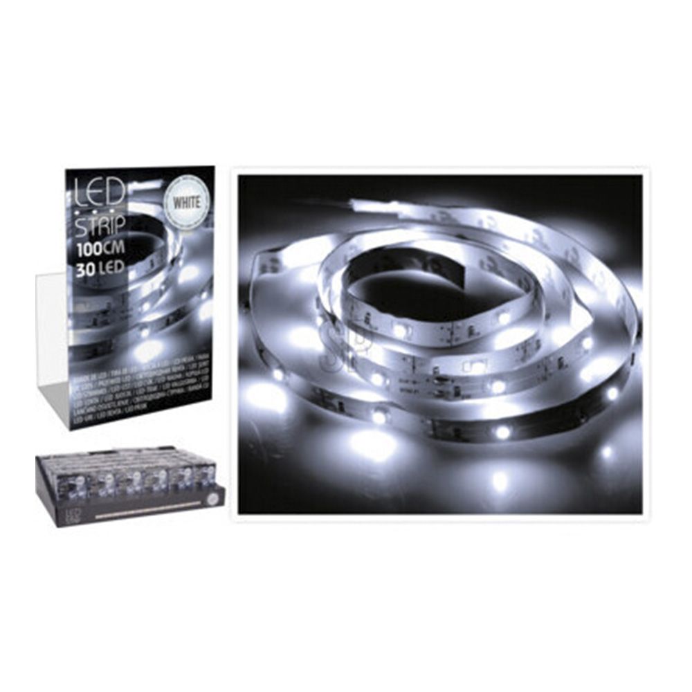 Tira de LED 1m 30 leds branco frio, a pilhas