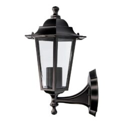 Candeeiro de parede exterior em alumínio e vidro zurich E27 60 W sem lâmpada, preto, LUZ para cima