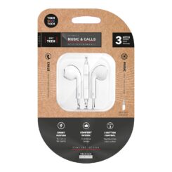 Auriculares eartech brancos, conetor mini-jack. tech ONE tech