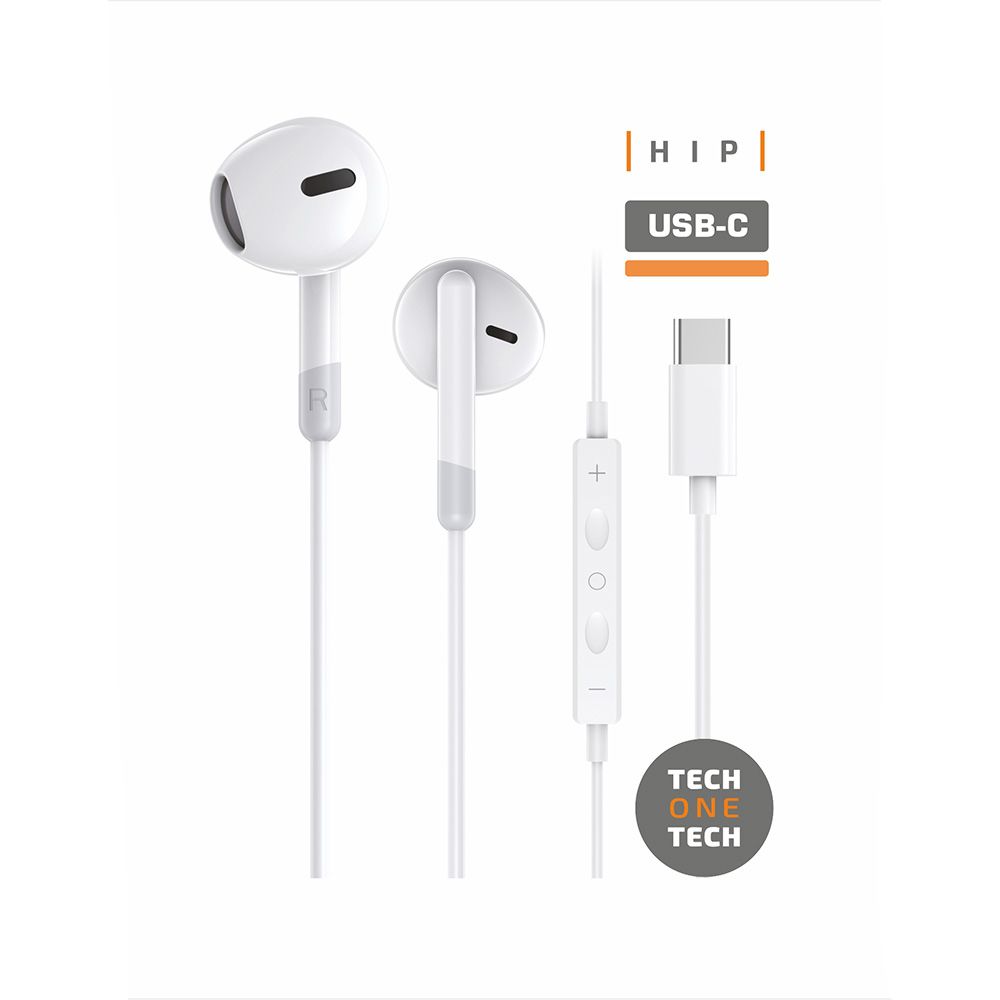 Auriculares HIP com usb-c brancos