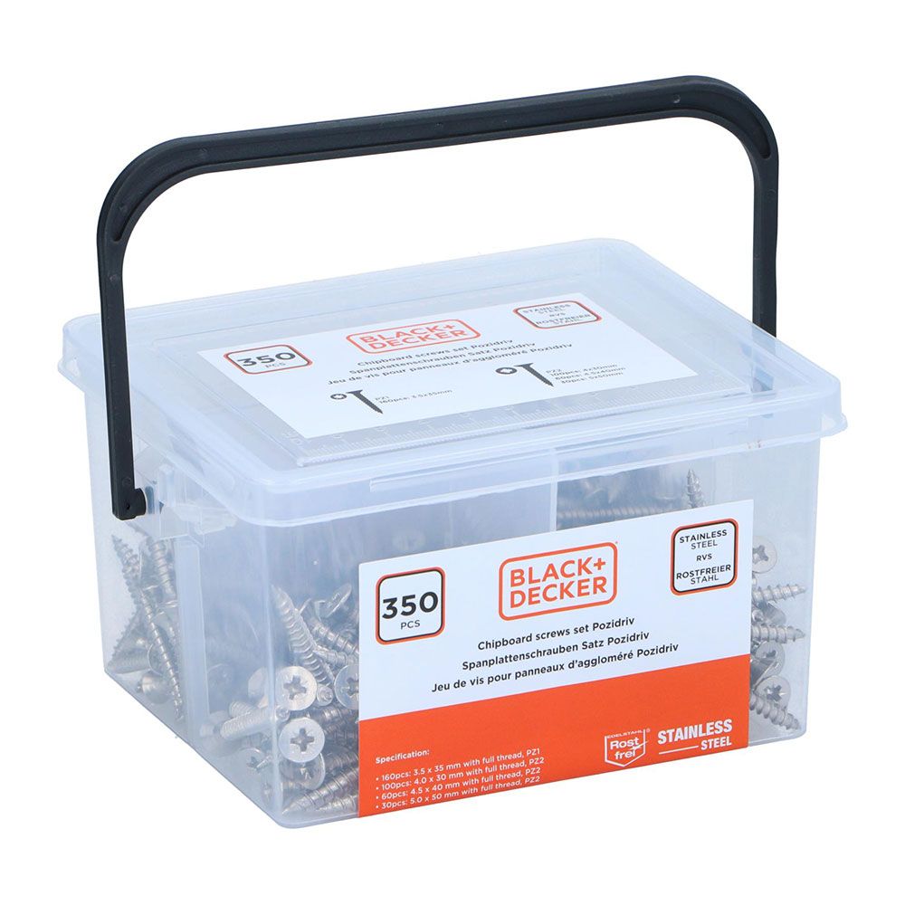 Variedade de parafusos para madeira ss black+decker