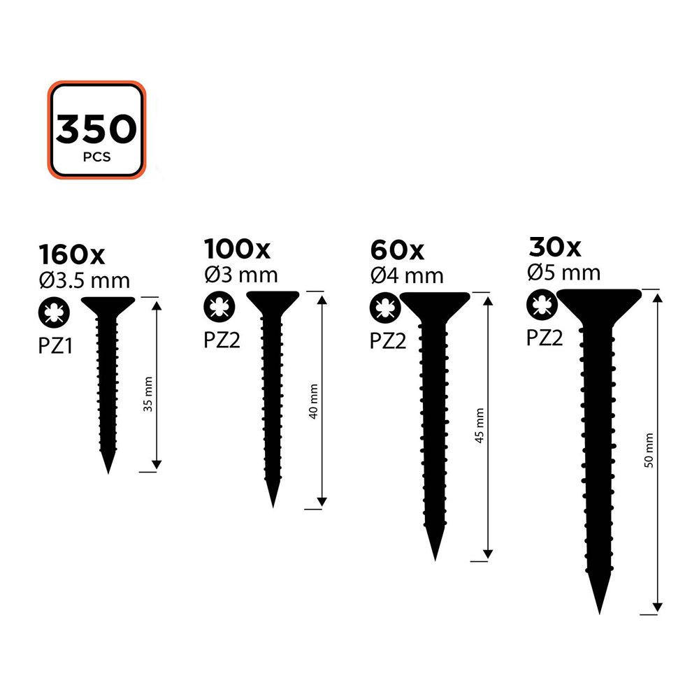Variedade de parafusos para madeira ss black+decker - Image 3