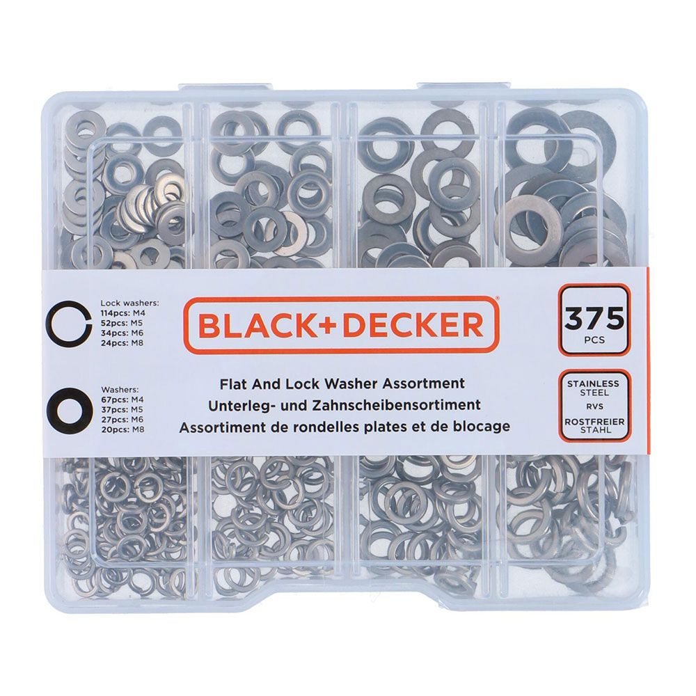 Variedade de arruelas planas e de pressão black+decker