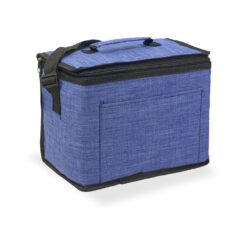 Geladeira tipo bolsa 10 l, design blue jean com acabamento preto e alça ajustável, 28 x 16 x 22 cm