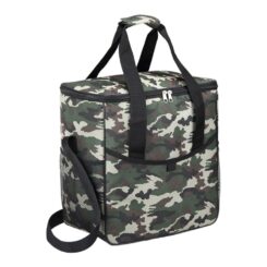 Geladeira tipo saco de 21 l em design camuflado com acabamento e alça preta, 37,7 x 20 x 33 cm