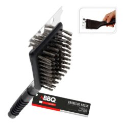 Escova para churrasco com raspador, 21 cm