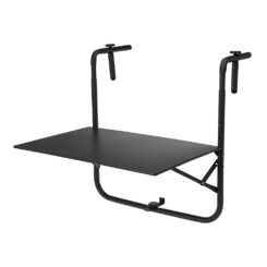 AMBIANCE Mesa dobrável para varanda, cor preta 60 x 43 cm
