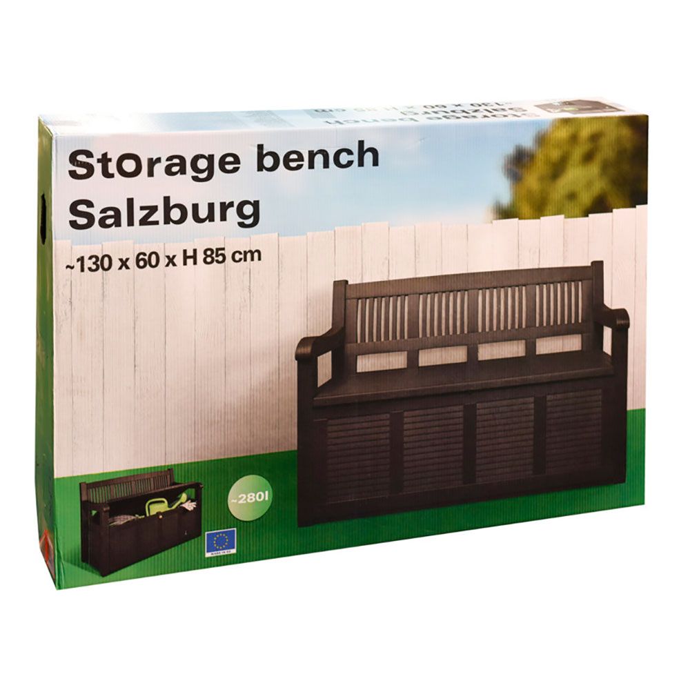 Banco de jardim salzburg cinza escuro com gaveta de armazenamento de 280 l, 130 x 60 x 85 cm - Image 2