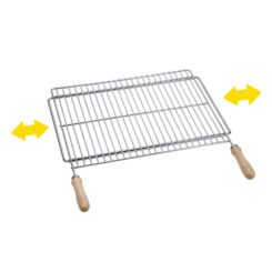 Grelha extensível para churrasco em aço zincado com pegas de madeira, 50-60 x 40 cm